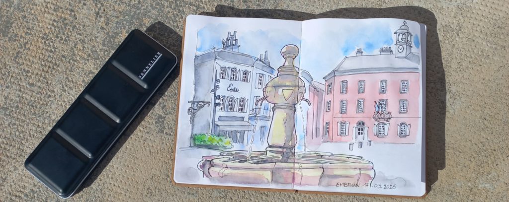 Urban sketching, carnet de croquis, dans le pays embrunais. 