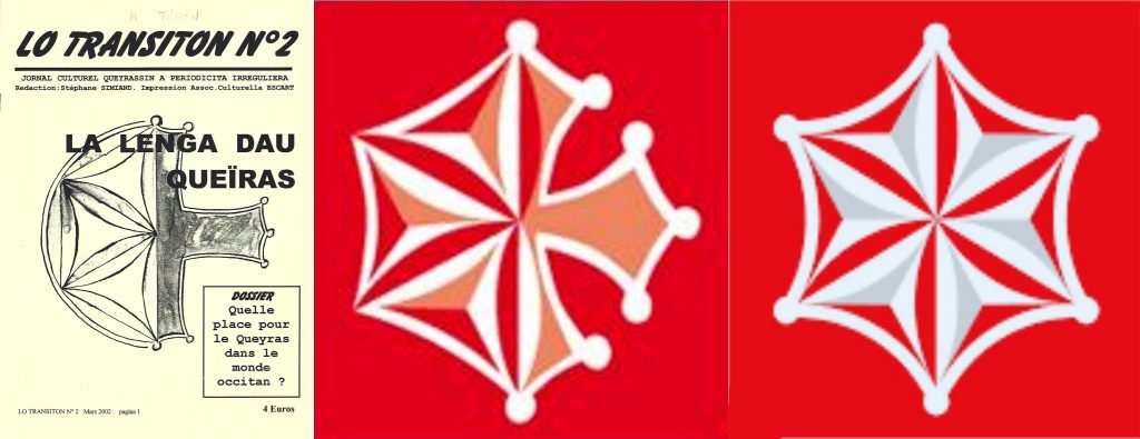 Évolution du logo territorial occitan et arpitan des Escartons et vallées occitanes d'Italie, financé par l'Europe, depuis sa conception initiale par Stéphane Simiand.  
