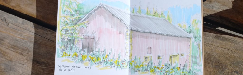 Illustration sur carnet à croquis avec perspective atmosphérique