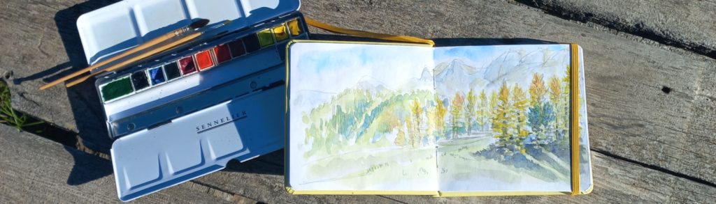 Aquarelle d'automne dans les Alpes du Queyras